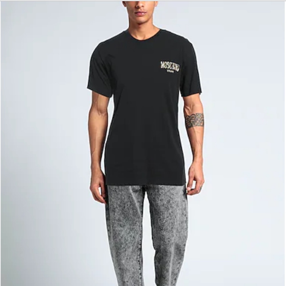 Moschino Swim Men's Short-Sleeve Logo T-Shirt Black Animal Print Size Large Tee